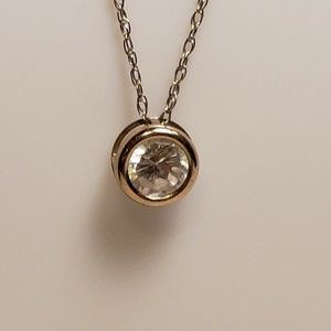 Silver Bezel Set CZ Necklace